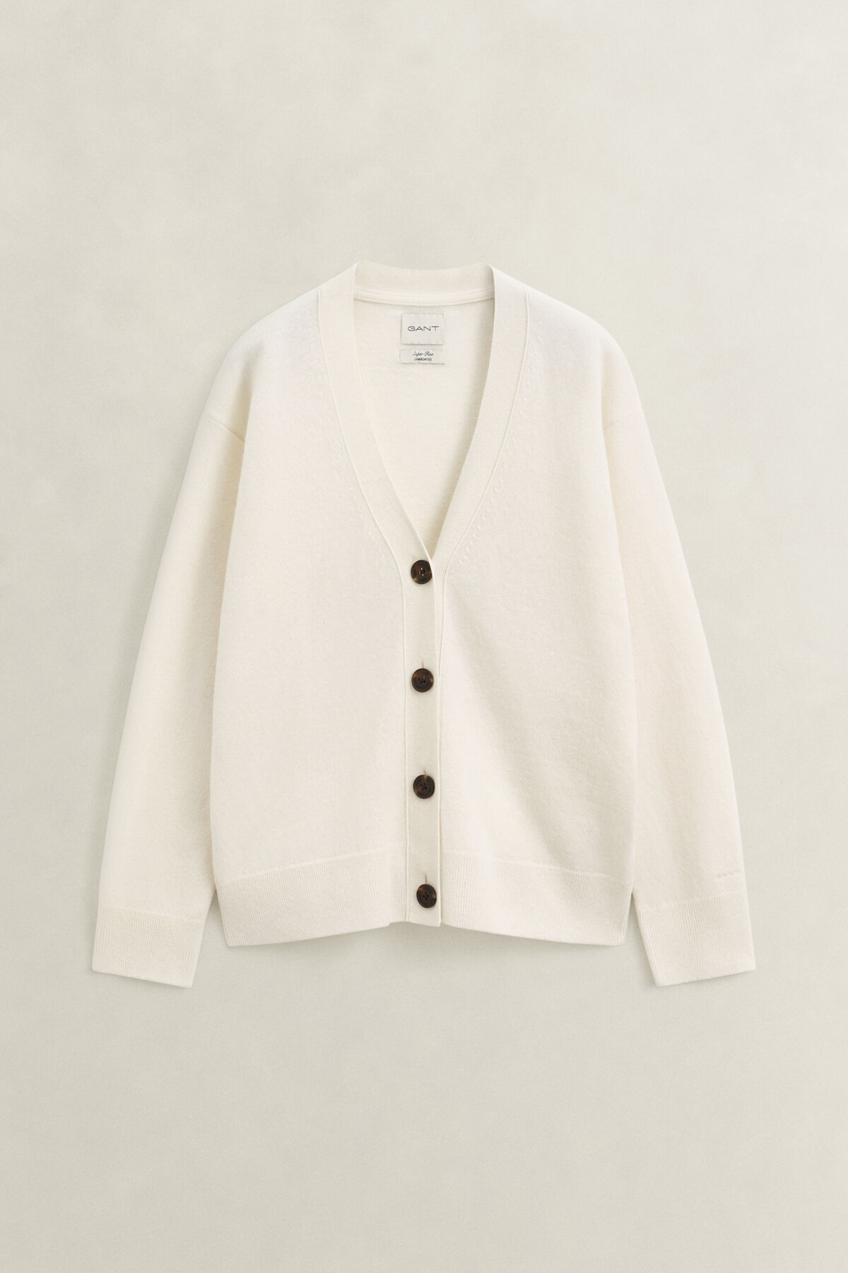 Superfine Lambswool Cardigan — CREAM
