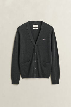 Lambswool V-Neck Cardigan — DARK MOSS GREEN 1
