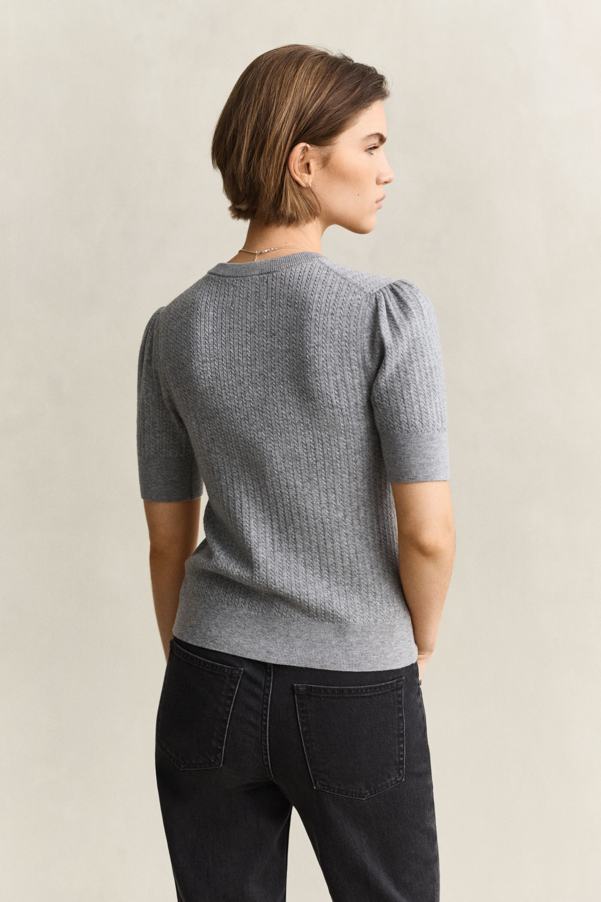 Cable Knit Short Sleeve Cardigan