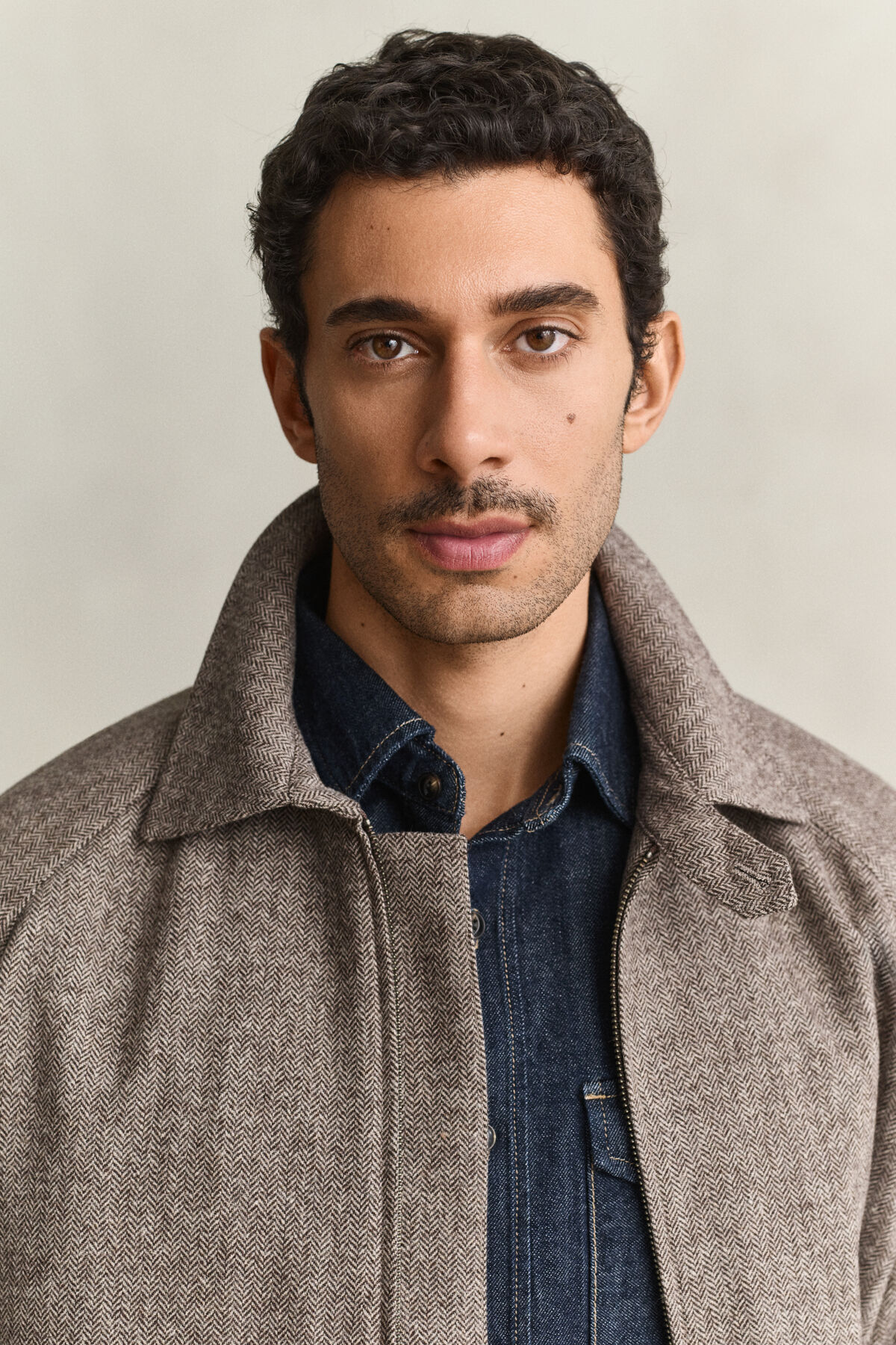 Wool Blend Windcheater Jacket — MIST TAUPE