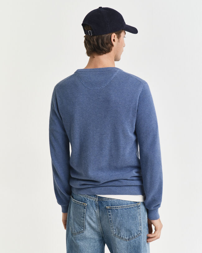 Cotton Piqué Crew Neck Sweater