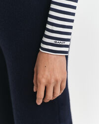 Lightweight Striped Cotton Turtleneck Top