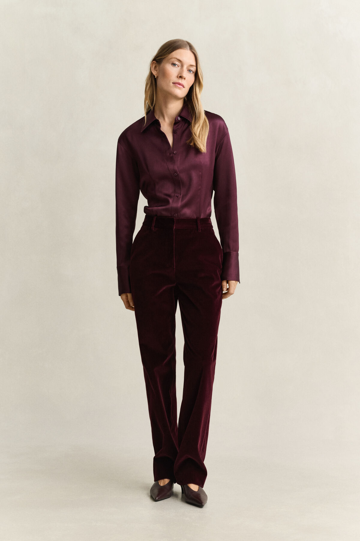 Tailored Velvet Pants — DARKENED WINE