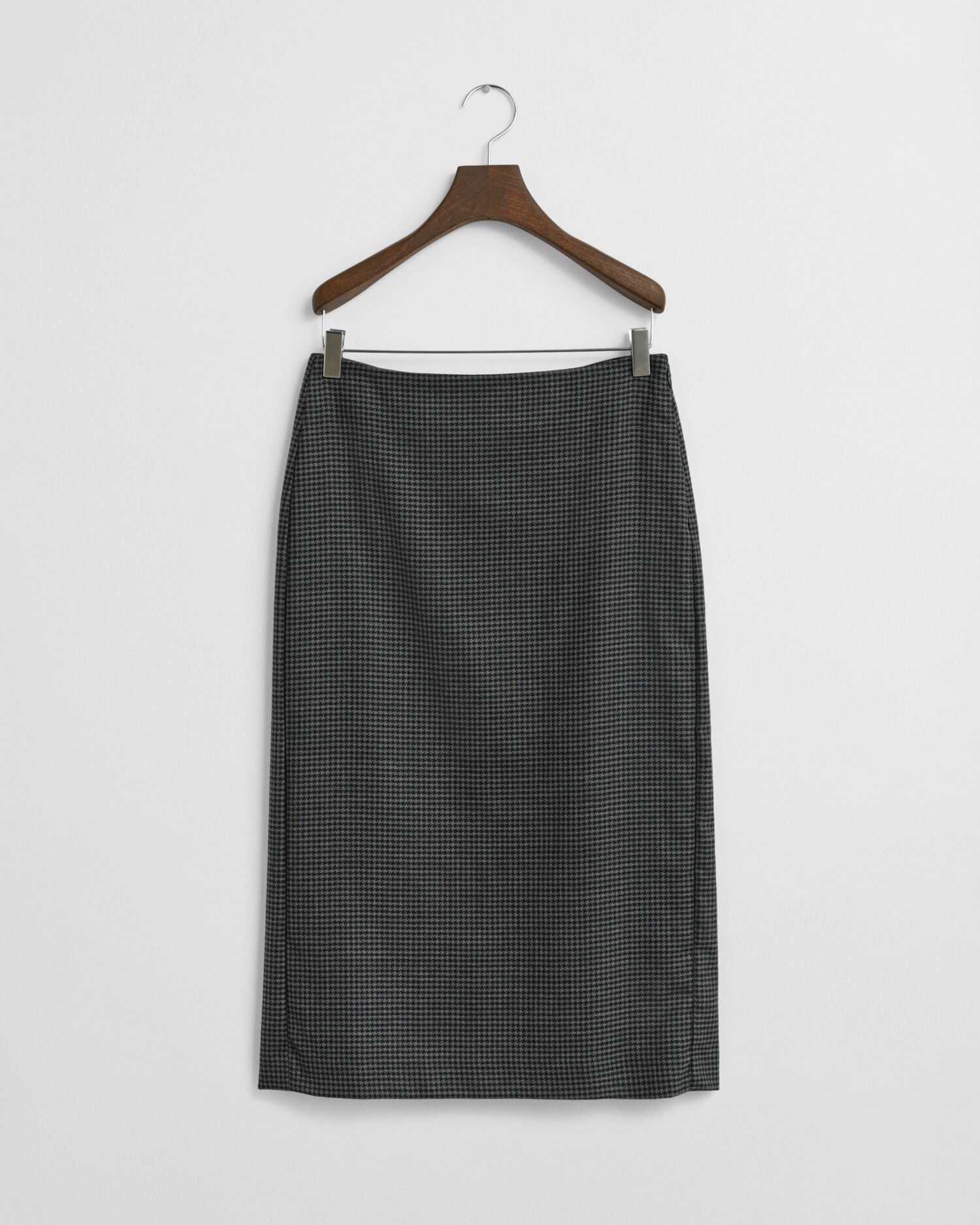 Midi Checked Wool Pencil Skirt