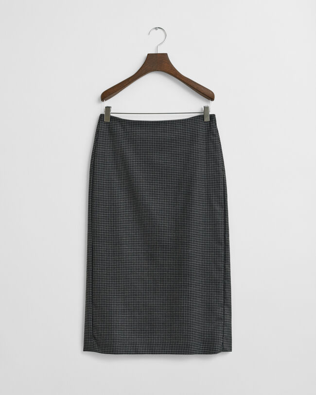 Midi Checked Wool Pencil Skirt