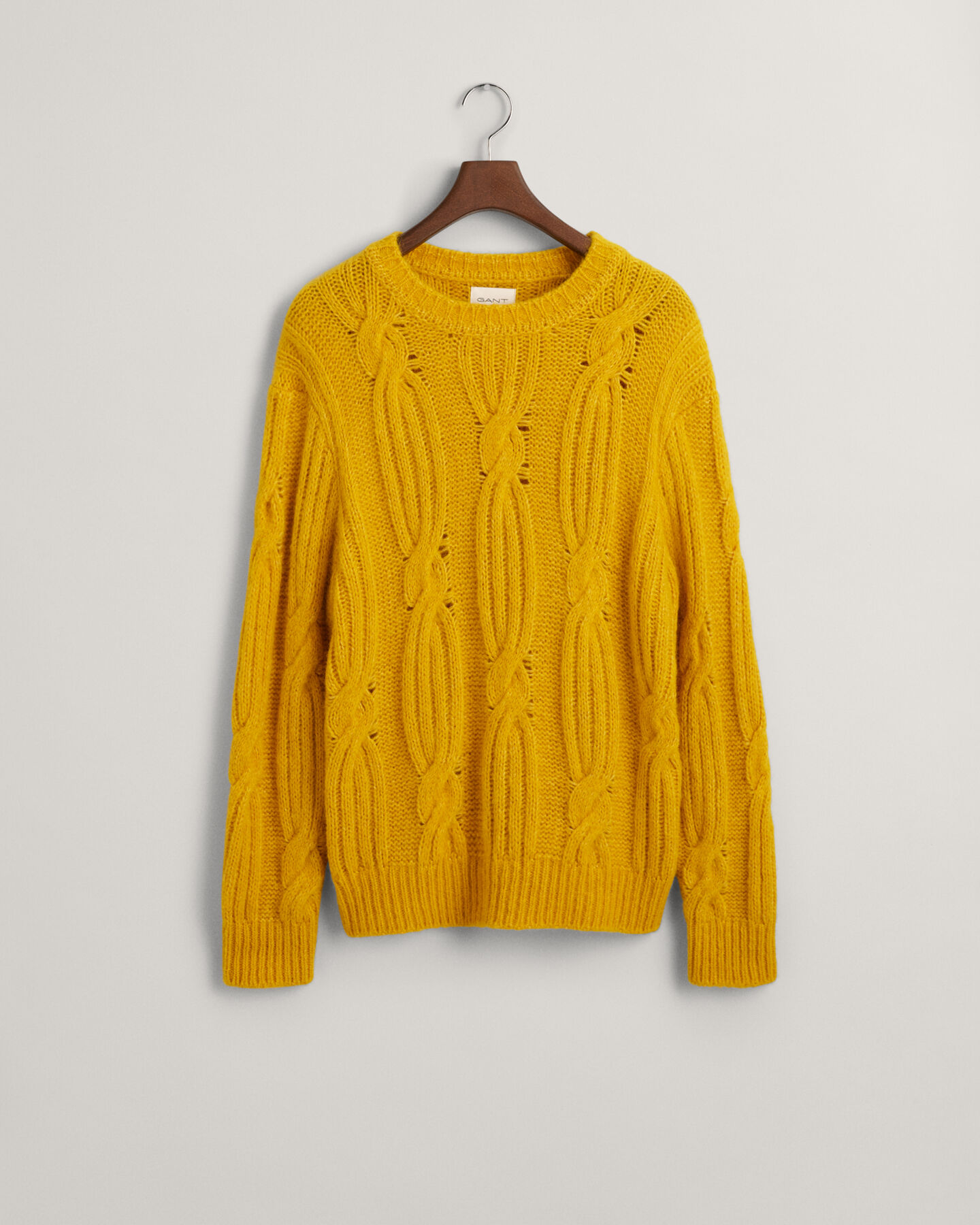 Furry Cable Knit Crew Neck Sweater