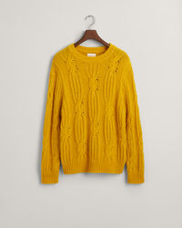 Furry Cable Knit Crew Neck Sweater