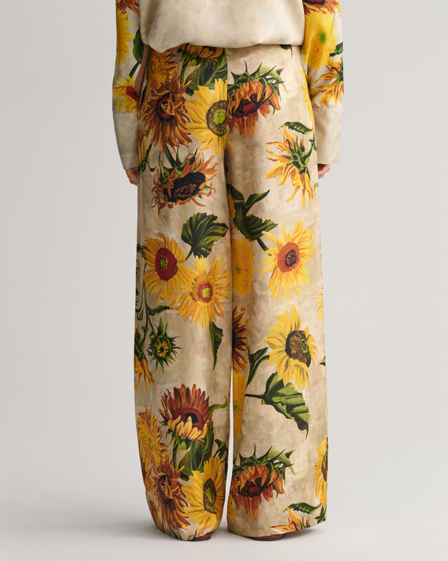 Sunflower Print Wide Leg Silk Pants - GANT