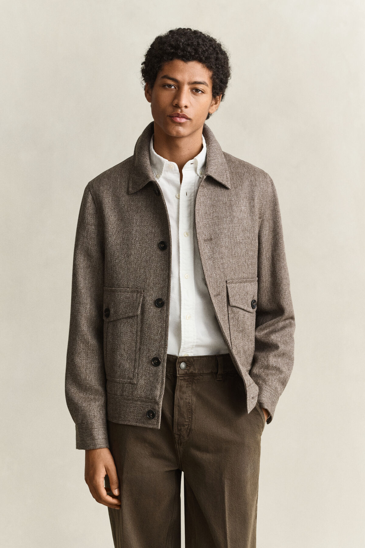 Mélange Wool Jacket — FADED TAUPE