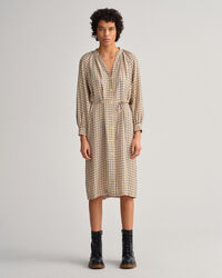 Check Stand Collar Shirt Dress