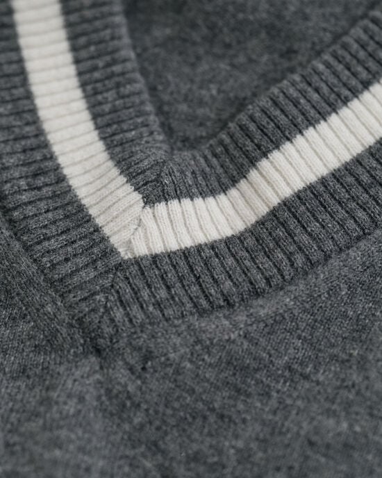 Superfine Lambswool Contrast V-Neck Sweater