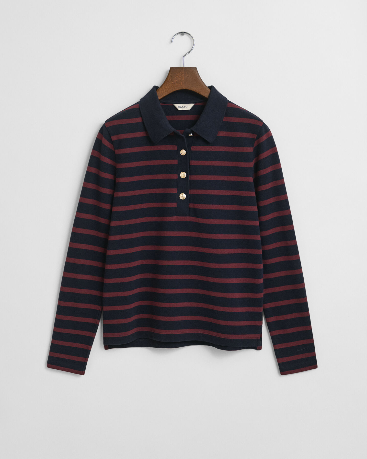 Breton Striped Long Sleeve Piqué Polo Shirt