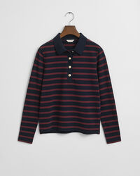 Breton Striped Long Sleeve Piqué Polo Shirt