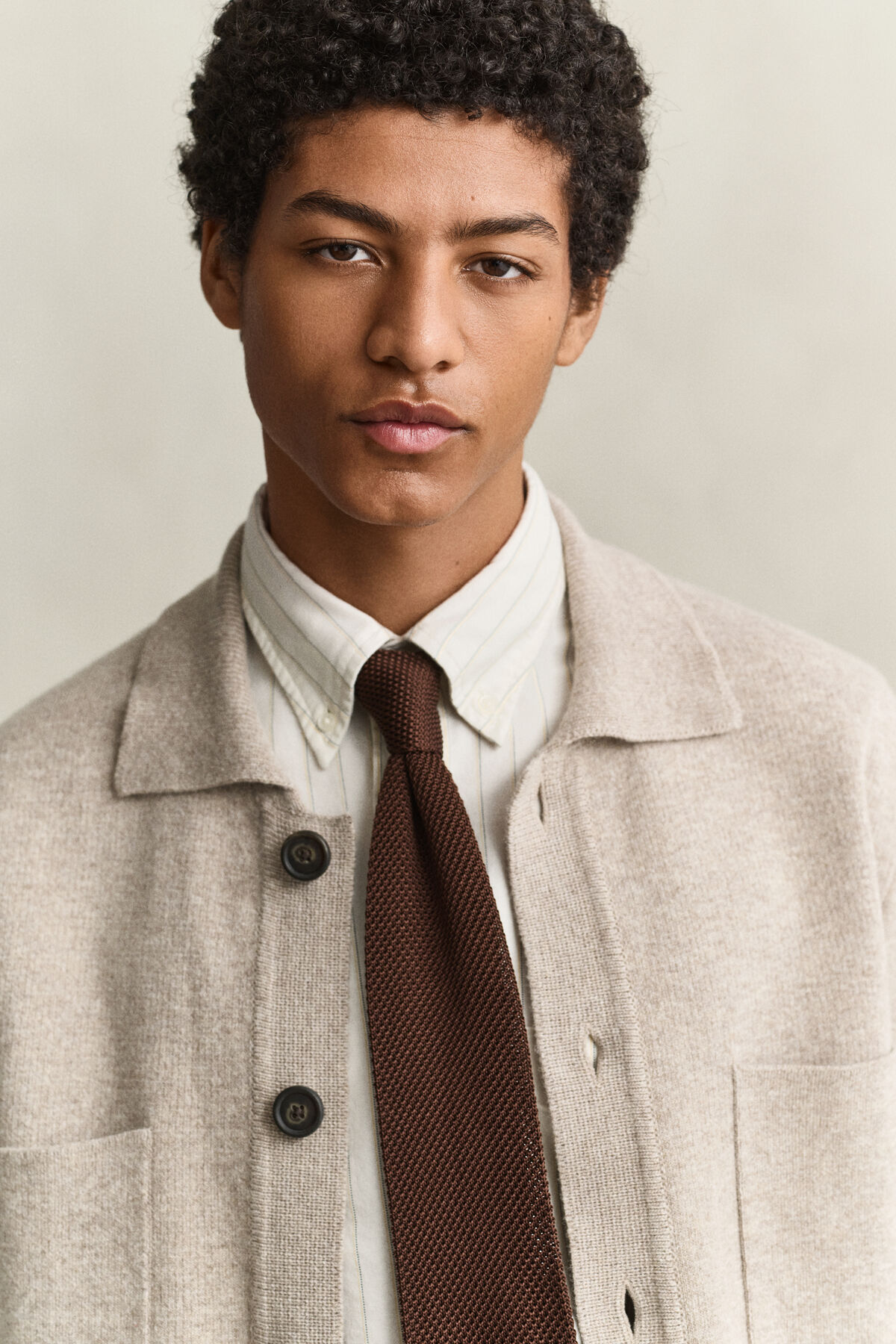 Double Knitted Overshirt — DK SAND MELANGE