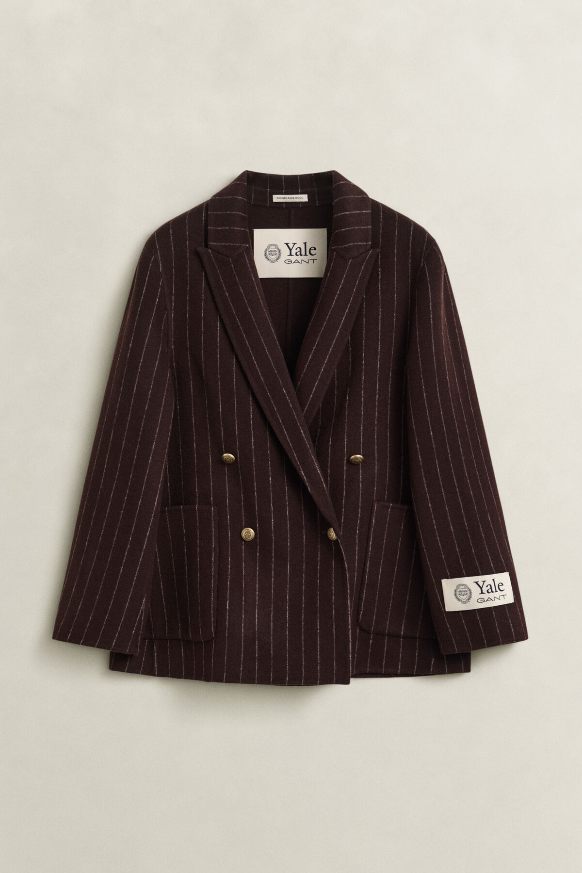 Gant x Yale Pinstriped Handstitched Blazer — DEEP BROWN