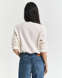 Lambswool Cable Knit Crew Neck Sweater