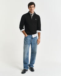 Cotton Cable Knit Half-Zip Sweater