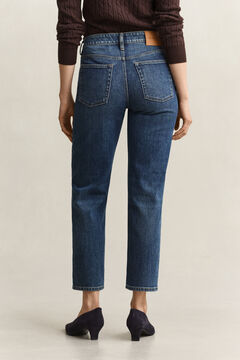 Cropped Straight Leg Stretch Jeans — MID BLUE BROKEN IN 4