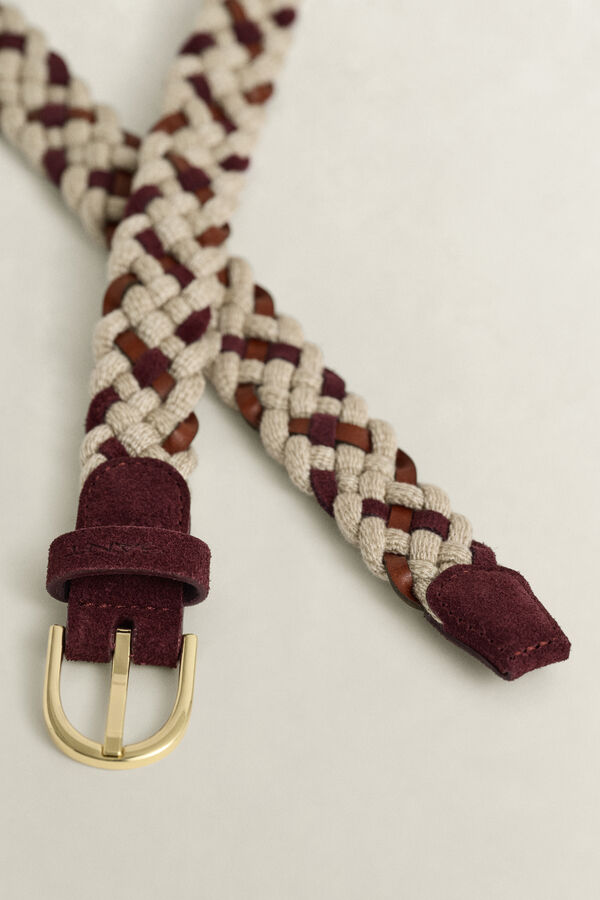 Braided Leather Mix Belt — DARKENED WINE