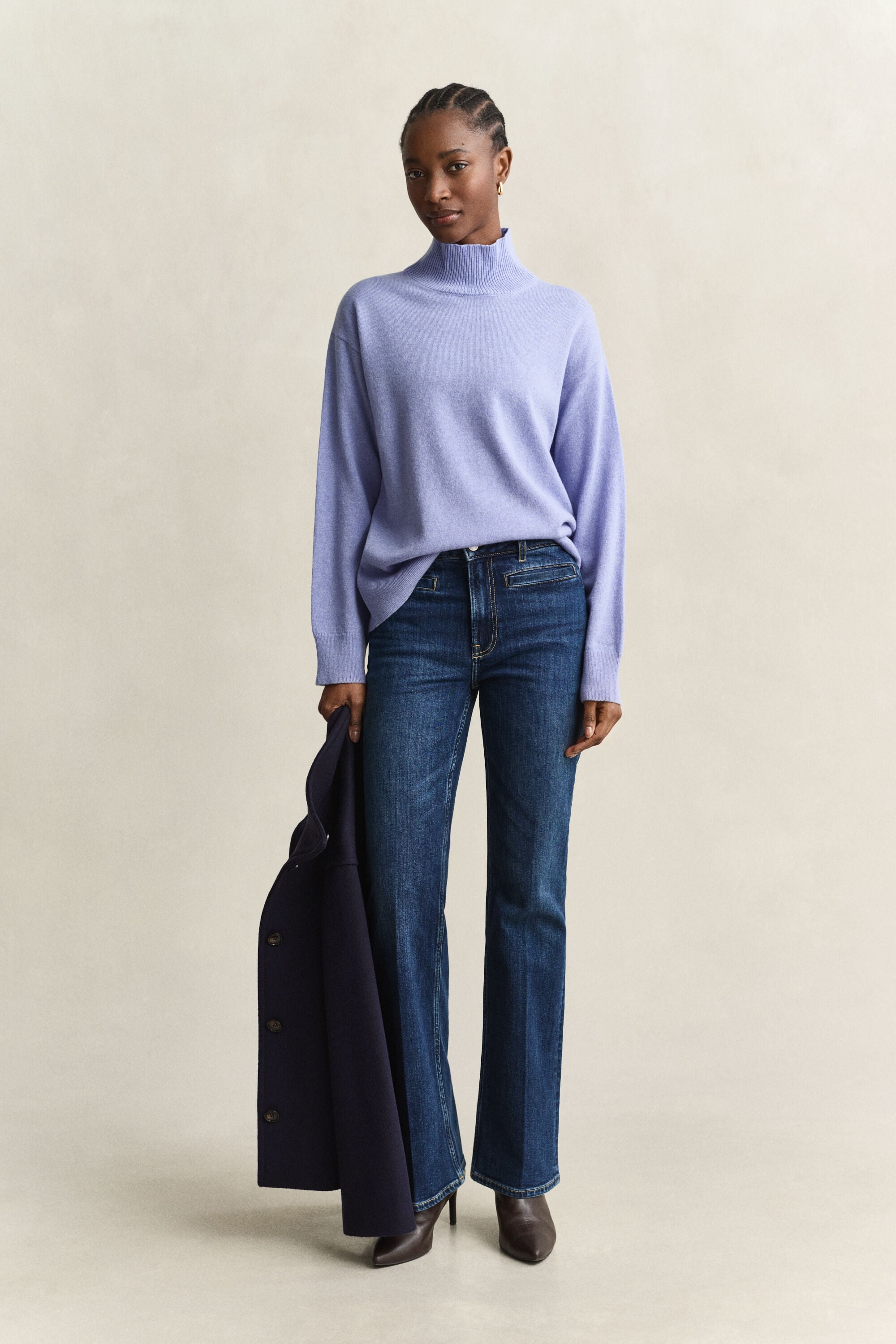 Superfine Lambswool Mock Neck Sweater