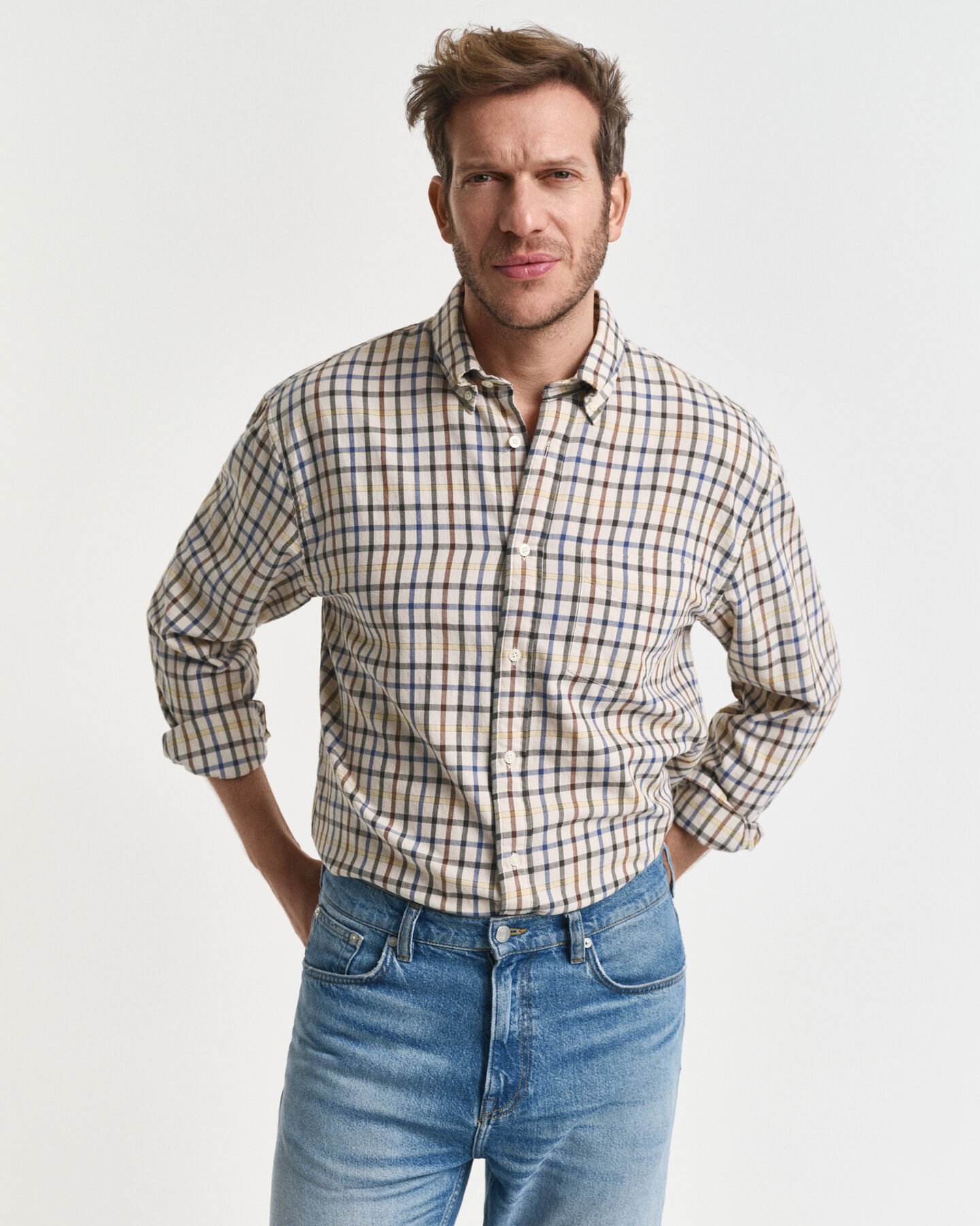 Relaxed Fit Checked Twill Shirt