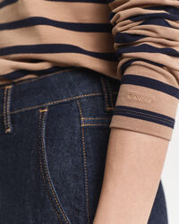 Breton Striped Long Sleeve Piqué Polo Shirt