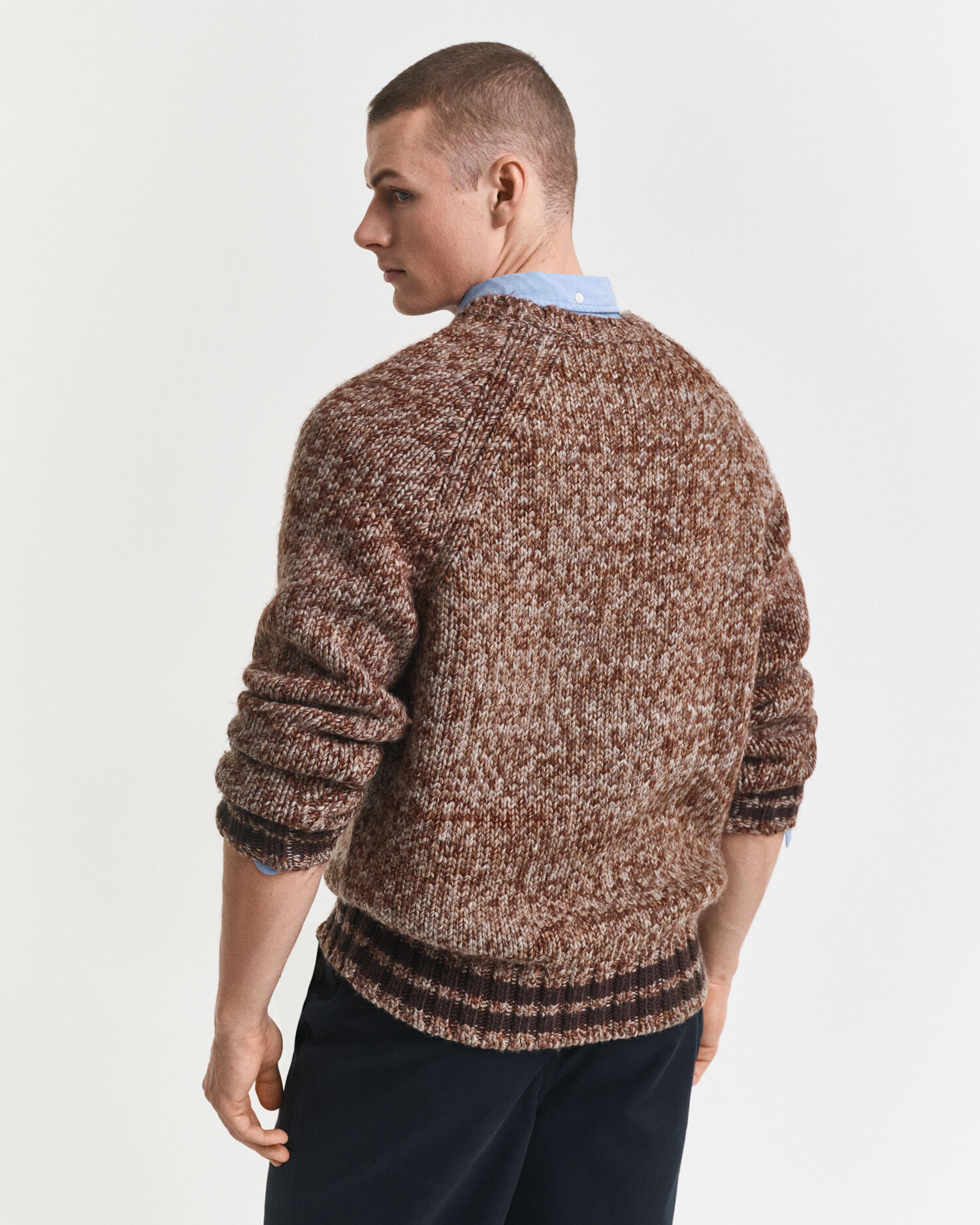 Mélange Wool Crew Neck Sweater
