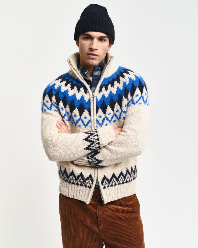 Jacquard Zip Cardigan