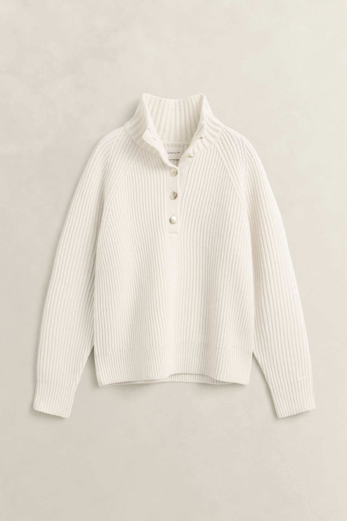 Buttoned Lambswool Sweater — CREAM