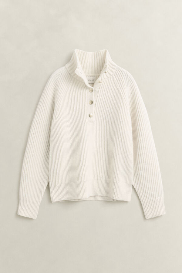 Buttoned Lambswool Sweater — CREAM