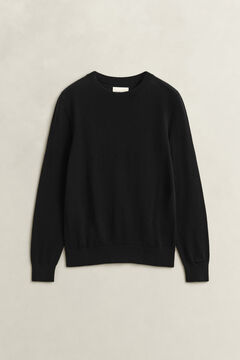 Extra Fine Merino Wool Crew Neck Sweater — BLACK 2