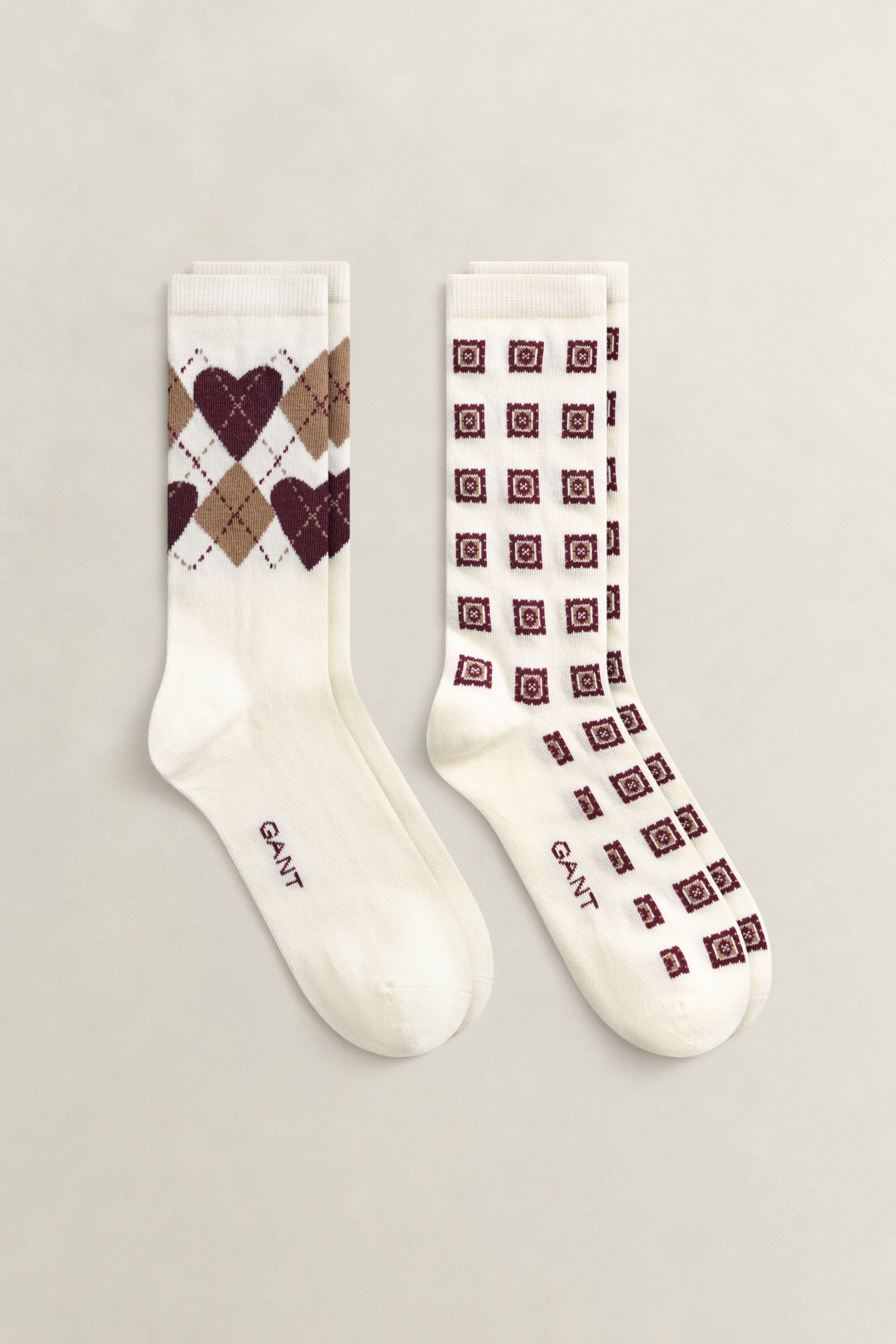 2-Pack Argyle Heart Socks Gift Box