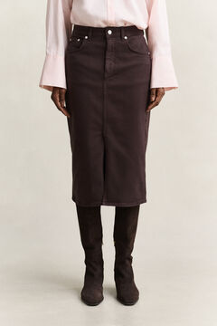 Twill Colored Pencil Skirt — DEEP BROWN 5