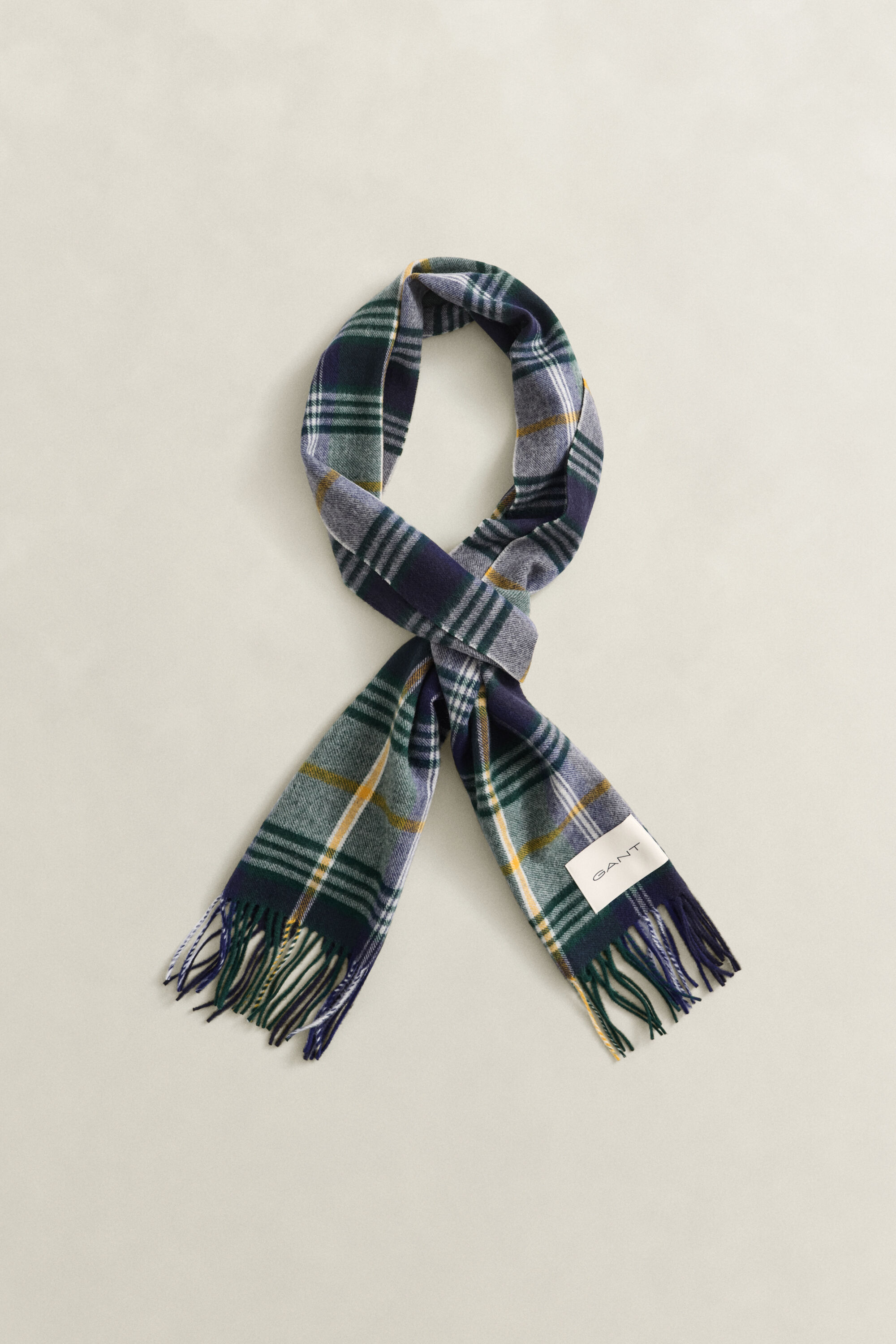 Checked Wool Scarf — MARINE