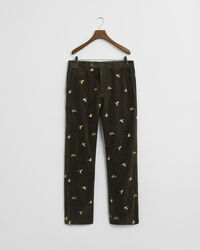 Straight Fit Embroidered Corduroy Pants