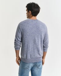 Wool Blend Mouliné Crew Neck Sweater