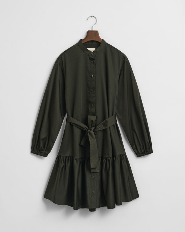 Cotton Satin Long Sleeve Dress