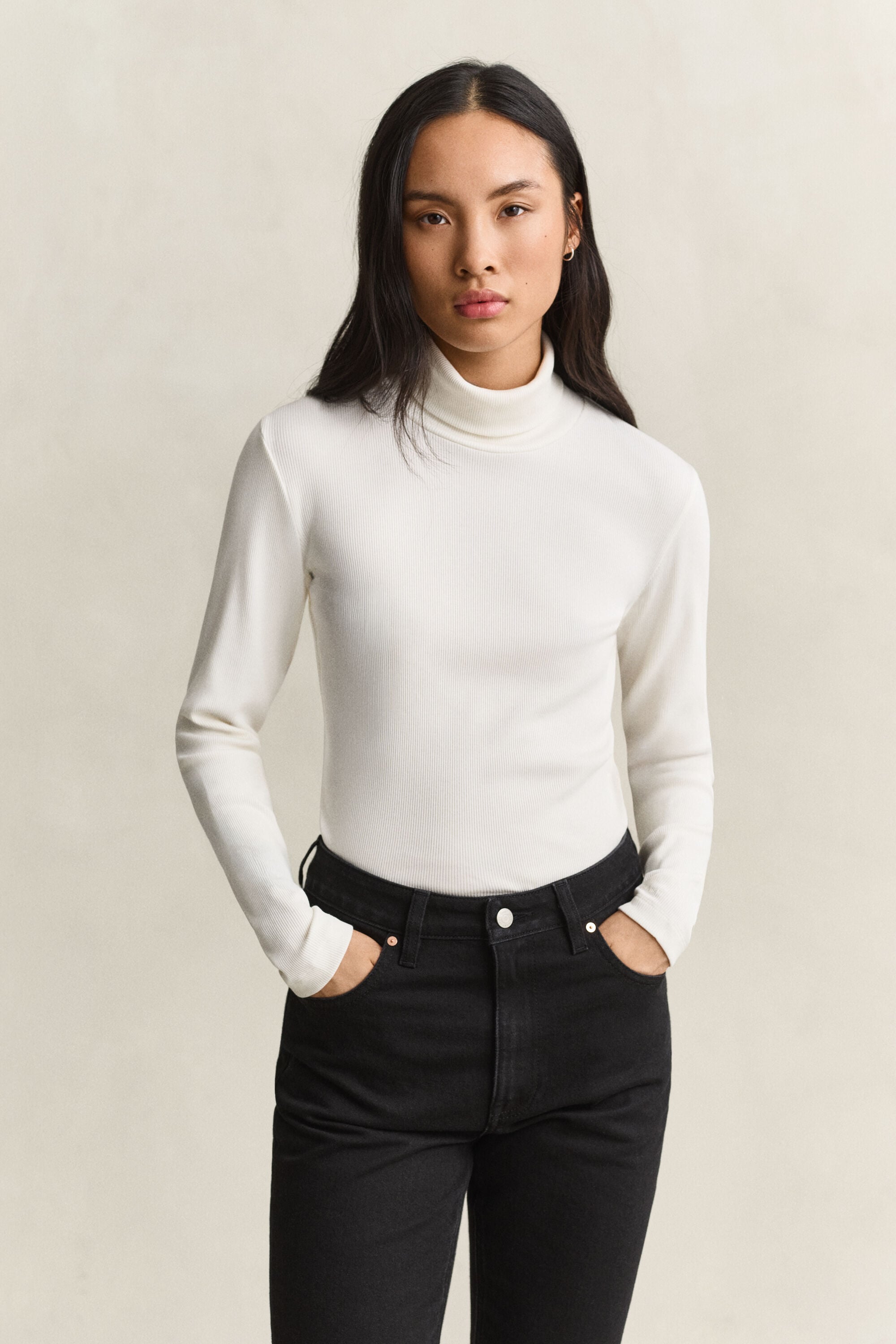 Ribbed Turtleneck Top