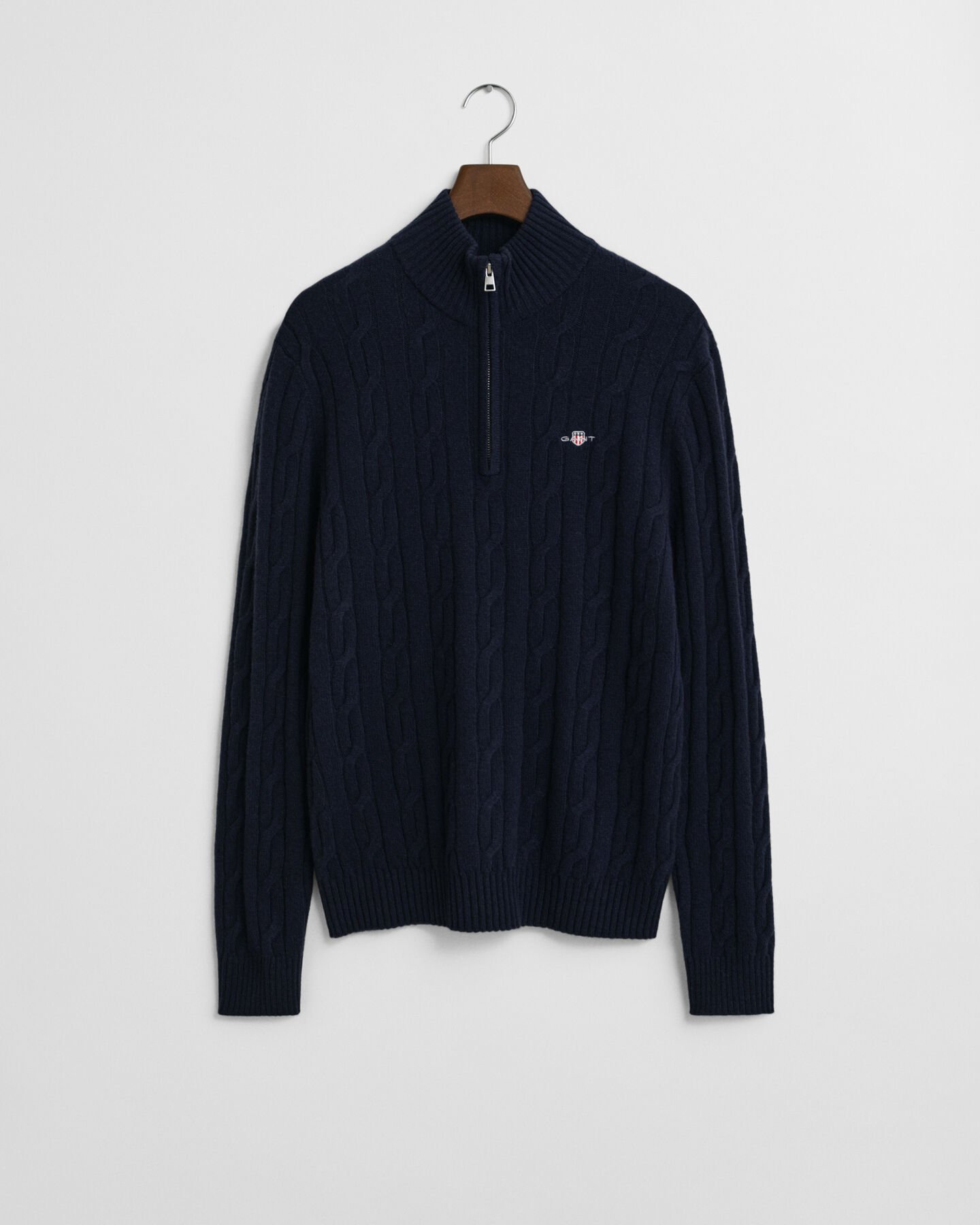Lambswool Cable Knit Half-Zip Sweater