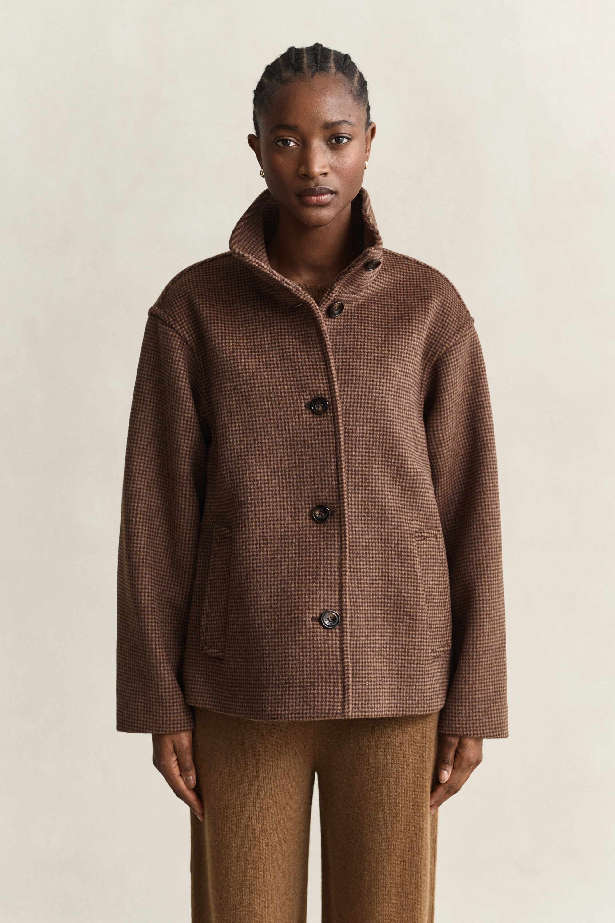 Checked Wool Blend Jacket