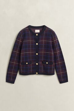 Knitted Check Cardigan — EVENING BLUE 1