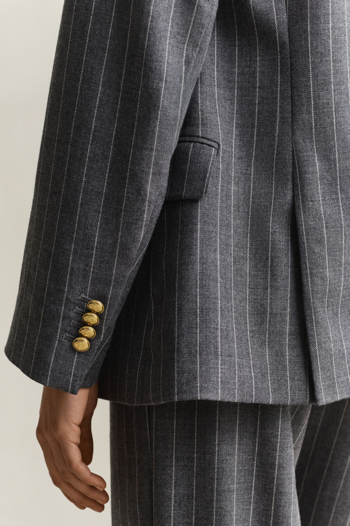Pinstripe Club Blazer — CHARCOAL MELANGE