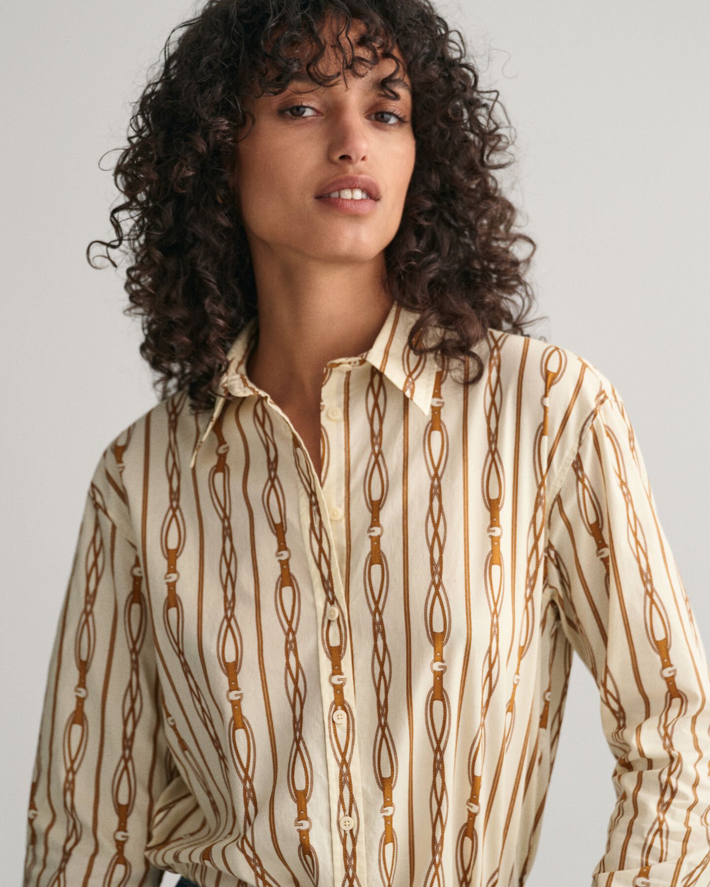Relaxed Fit Rope Striped Cotton Voile Shirt