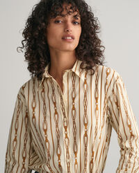 Relaxed Fit Rope Striped Cotton Voile Shirt