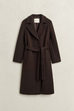 Belted Wool Blend Coat — DEEP BROWN 1