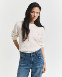 Lambswool Cable Knit Crew Neck Sweater