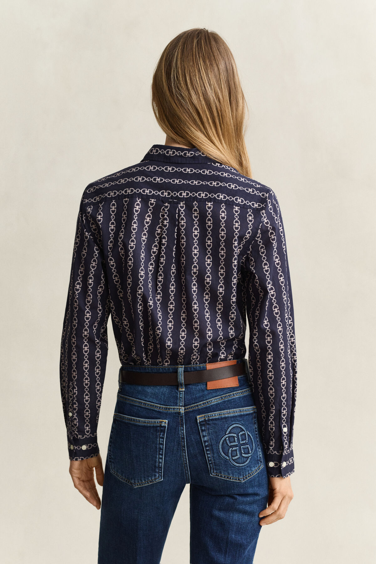 Printed Cotton Voile Shirt — EVENING BLUE