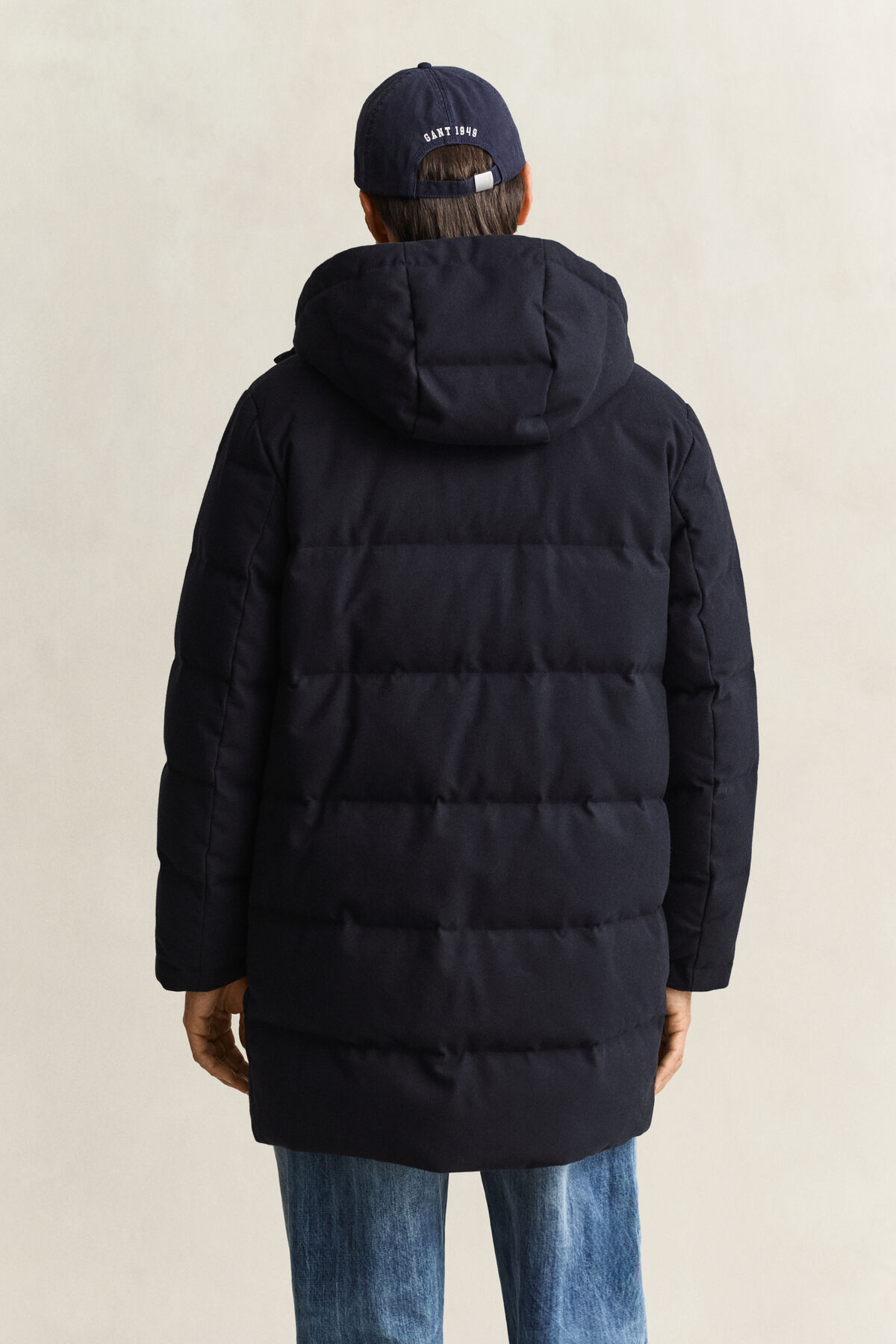 Flannel Down Mid Jacket — EVENING BLUE