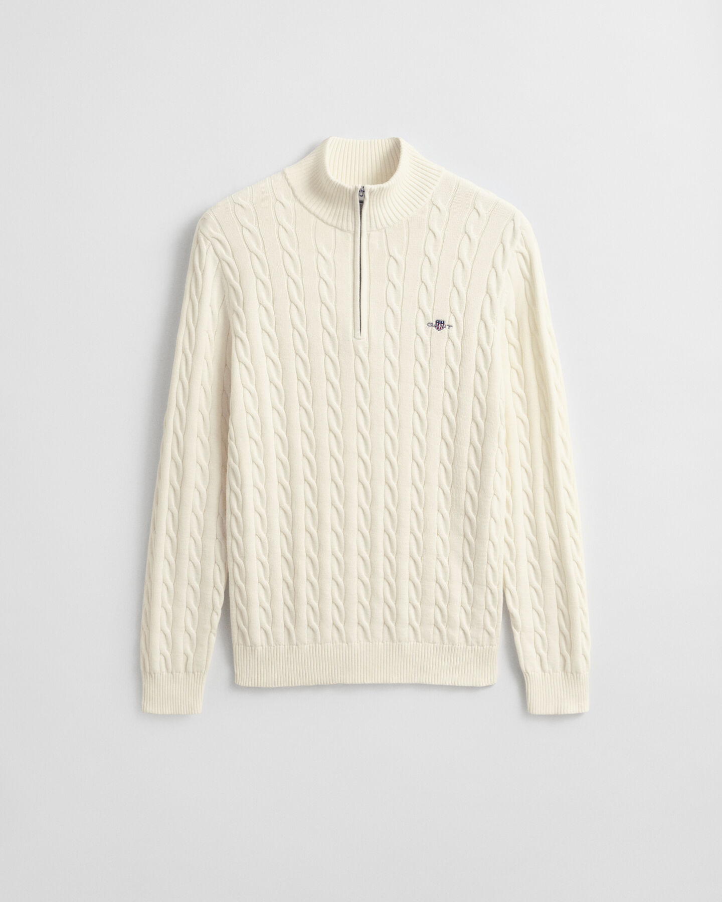 Cotton Cable Knit Half-Zip Sweater