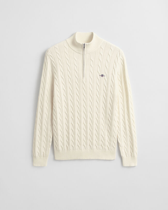Cotton Cable Knit Half-Zip Sweater